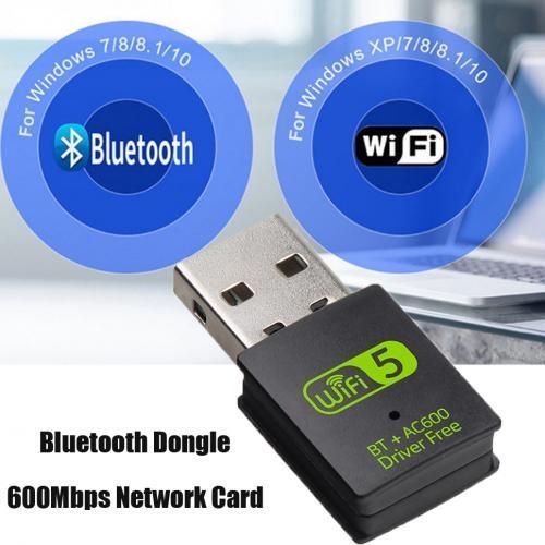 USB WiFi Bluetooth Adapter, 600Mbps Dual Band 2.4/5Ghz Wireless. External Receiver - 2